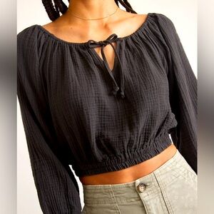 NEW W TAGS Marine Layer Tiana Gauze Peasant CROP Top Blouse BOHO Hippie Sz M $88